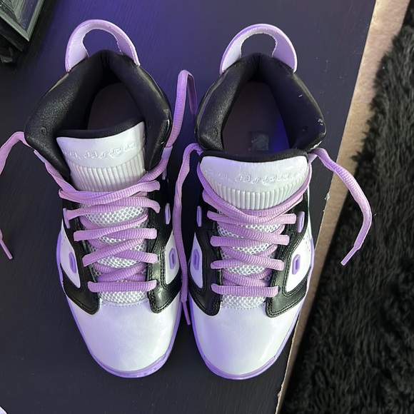 purple black and white jordans